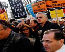 He is against the war and participated in an anti-war rally in London in 2003.